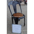 Винтажный металлический стул, античный дизайн с деревянным сиденьем